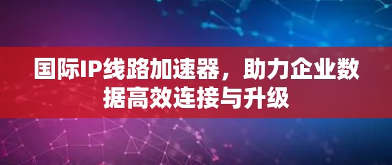 国际IP线路加速器，助力企业数据高效连接与升级